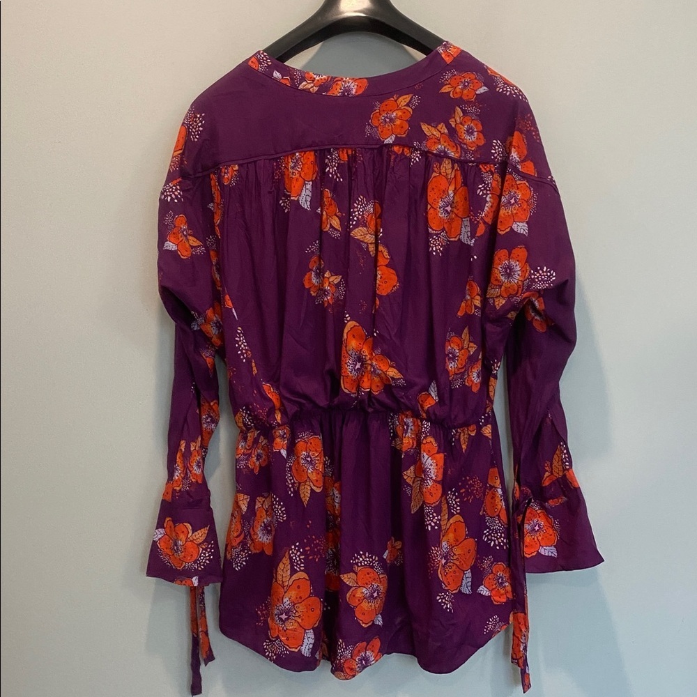 Free People Tuscan Dreams Tunic dress Plum Bell Sleeve size Medium NWT - Picture 4 of 16